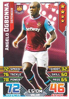 Angelo Ogbonna West Ham United 2015/16 Topps Match Attax #349